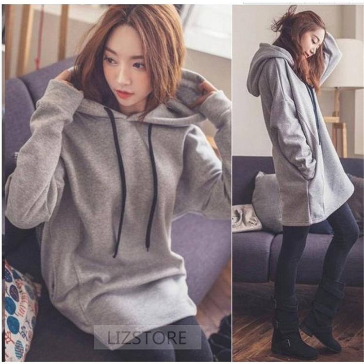 パーカー 萌え袖 可愛い レディース 秋冬 体型カバー 無地 フードつき Llmy54 Lizstore 通販 Yahoo ショッピング