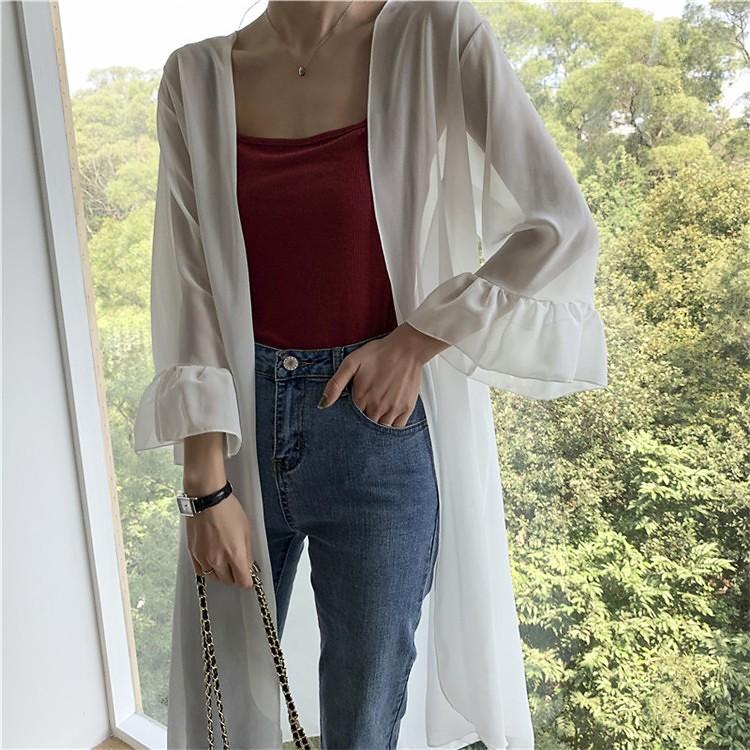 ブラウスレディース オシャレ 白カーディガン Uvカットシャツ フレア ブラウス 羽織り ロング丈 夏 日焼け防止 シフォン 涼しい 40代 Lnbc0 Lizstore 通販 Yahoo ショッピング