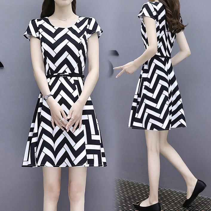 ワンピース レディース 夏 膝丈ワンピース 半袖 きれいめ ワンピース 膝丈 Aライン ボーダー柄 通勤 着痩せ上品 大人 新作 Lops144 Lizstore 通販 Yahoo ショッピング