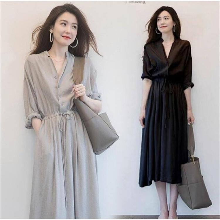 ワンピース レディース 40代 秋春 5分袖 きれいめ ロングワンピース ベルト付き シャツワンピース チュニック体型カバー Lyq677 Lizstore 通販 Yahoo ショッピング
