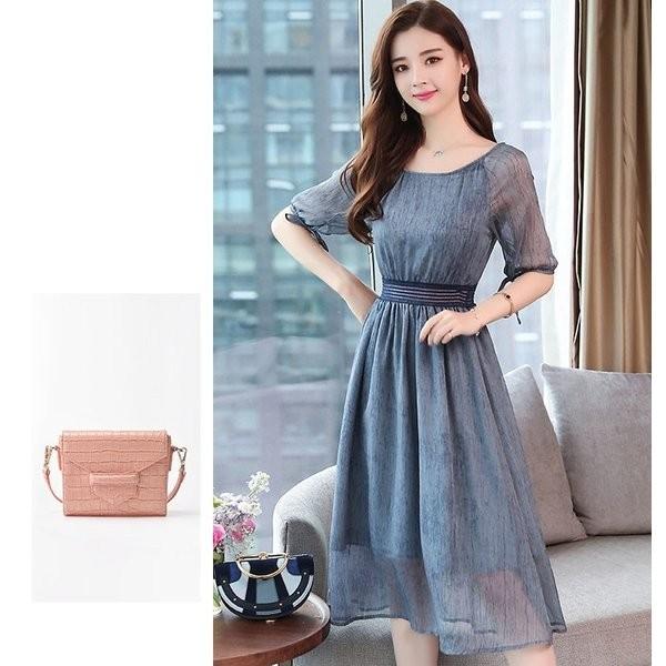 数量は多 上品 春秋肩出 膝丈ワンピース Uネックシフォンパーティードレス韓国風 ワンピースレディース40代きれいめ オシャレゆったり通勤大人ol クリアランス Www Iacymperu Org