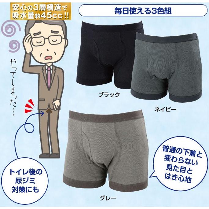 送料無料 おしりまで安心ニットトランクス 3色組 男性用 尿漏れパンツ 失禁対策パンツ 紳士用 Cvn t インナーショップリーズ 通販 Yahoo ショッピング