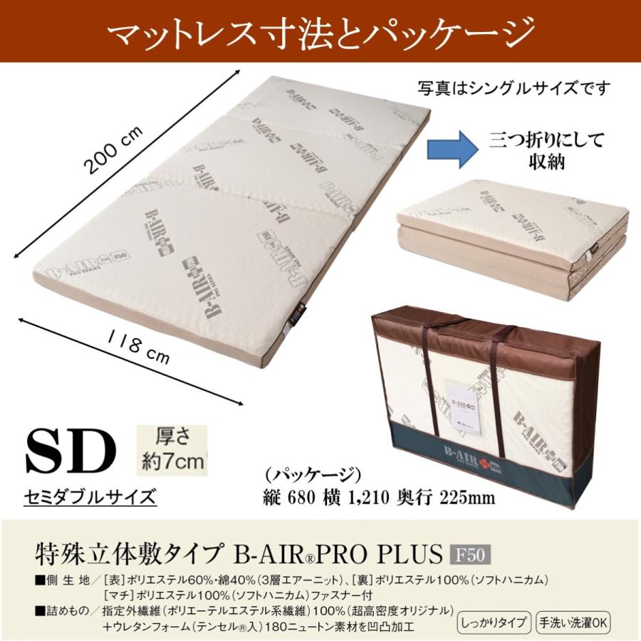高反発マットレス　Ｂ−ＡＩＲ＋Ｆ５０　セミダブル　腰痛　三つ折り　しっかりタイプ　洗える敷き布団　ブレスエアー　ユーロフォーム　安眠　体圧分散　寝姿勢_8