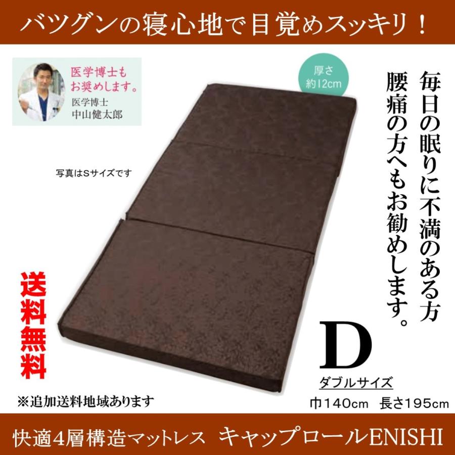 高反発マットレス キャップロールＥＮＩＳＨＩ ダブルサイズ 波形４層構造 敷き布団 腰痛対策 安眠 さわやかな目覚め 体圧分散 寝返りサポート 日本製