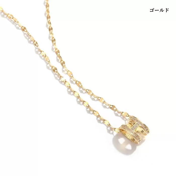 ネックレス イニシャルH k18RGP czダイヤモンド Hモチーフ 高