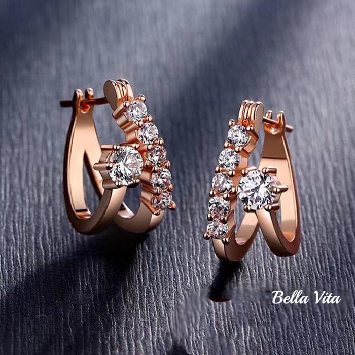 ピアス レディース フープピアス リング CZダイヤモンド ピンク 
