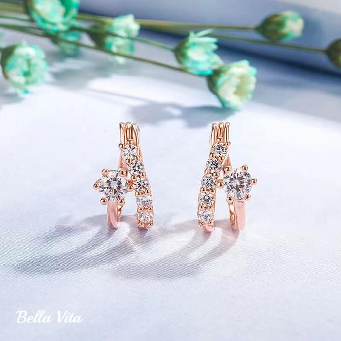 ピアス レディース フープピアス リング CZダイヤモンド ピンク 