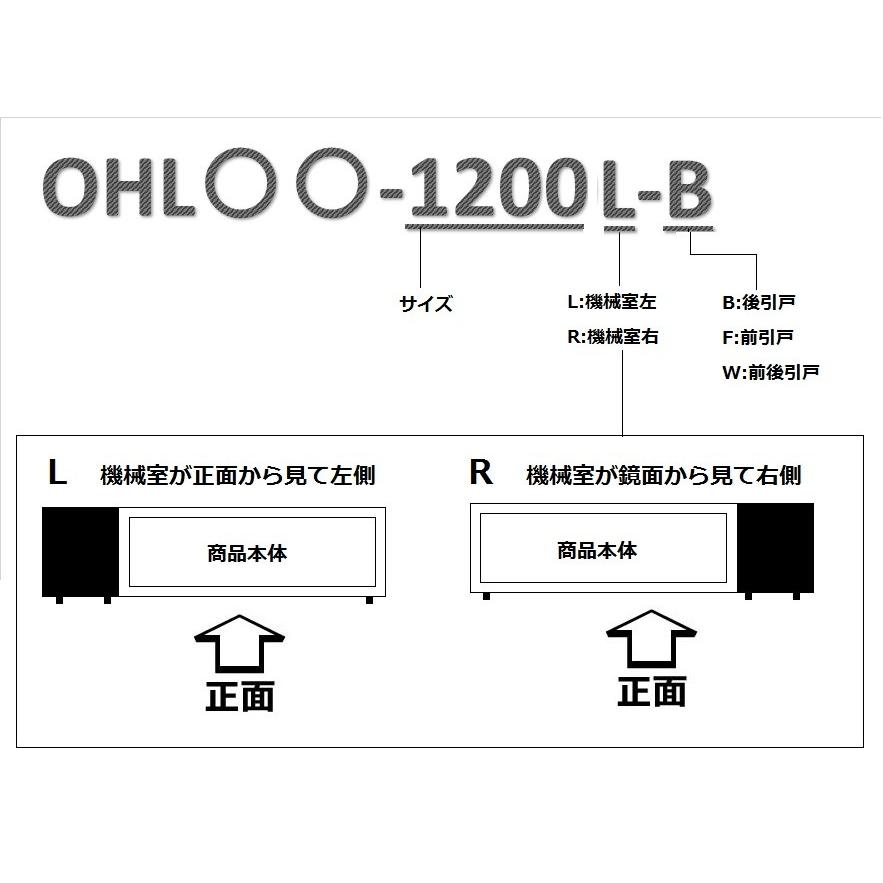 大穂製作所　冷蔵ショーケース　OHLMe-1200L-B　卓上タイプ　機械室左側　後引戸タイプ　単相100V 業務用 新品 送料無料