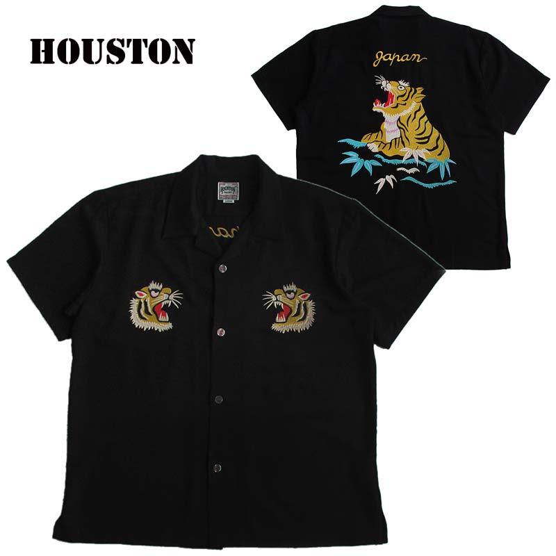 HOUSTONヒューストン開襟ボーリングシャツ半袖刺繍ステッチ背面ロゴネイビーM HOUSTON ヒューストン ボウリングシャツ 半袖シャツ MILWAUKEE