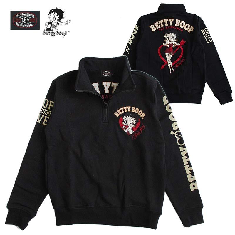 THE BRAVEMAN×BETTY BOOP ブレイブマン ベティ・ブープ 裏毛ハーフジップ プルオーバー bbb-2456 ベティーブープ Betty Boop 裏毛 ハーフZIPプルオーバー メンズ