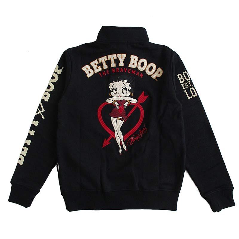 ベティーブープ Betty Boop 裏毛 ハーフZIPプルオーバー メンズ
