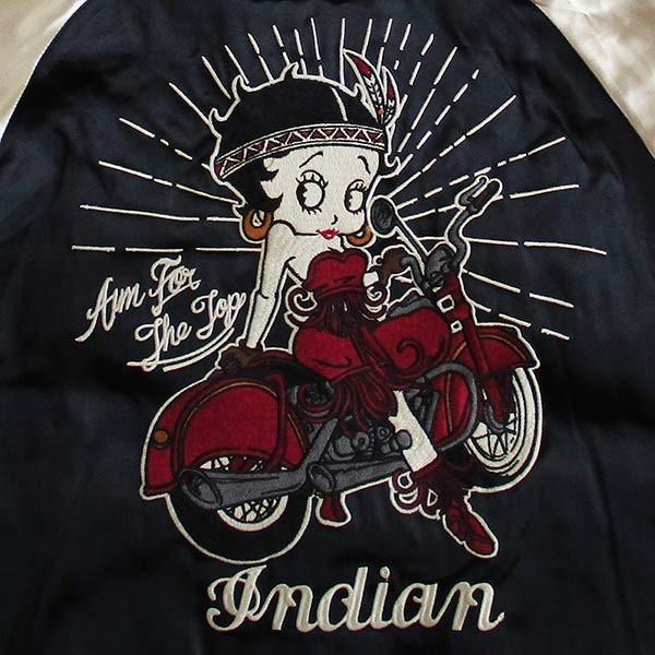 スカジャン ベティーブープ Betty Boop Indian Motocycle インディアン モトサイクル メンズ レディース リバーシブル  スーベニアジャケット