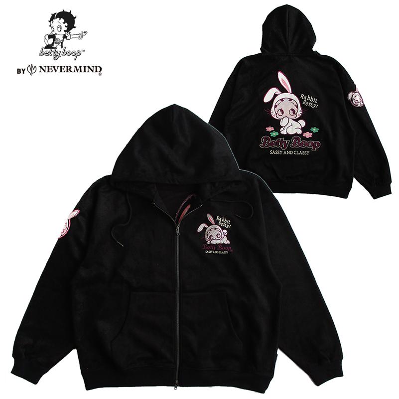 ベティーブープ Betty Boop BIGシルエット ZIPパーカー 起毛プレー 