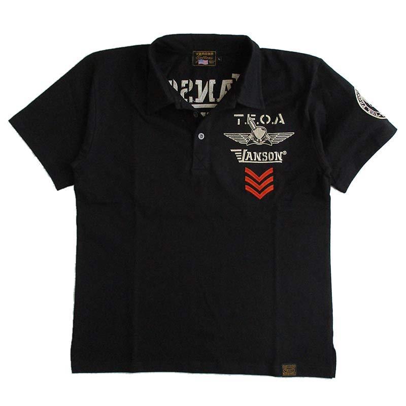 Vanson デスラビット　刺繍ポロシャツ 黒 VANSON バンソン ポロシャツ メンズ 半袖 クローズ WORST コラボ