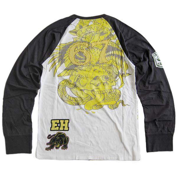 Ed Hardy（エド・ハーディー） メンズ 長袖ラグランTシャツ ロンT Ed