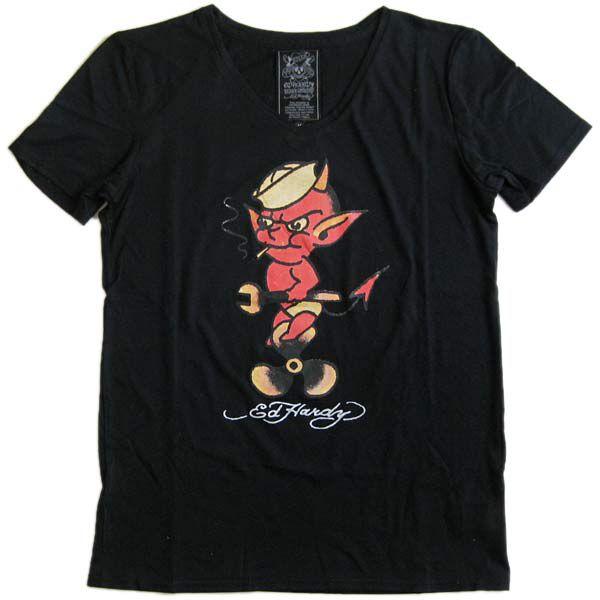 EdHardy エドハーディー tシャツ 半袖 グランジ y2k punk Ed Hardy（エド・ハーディー） Tシャツ メンズ 半袖 Vネック : LL