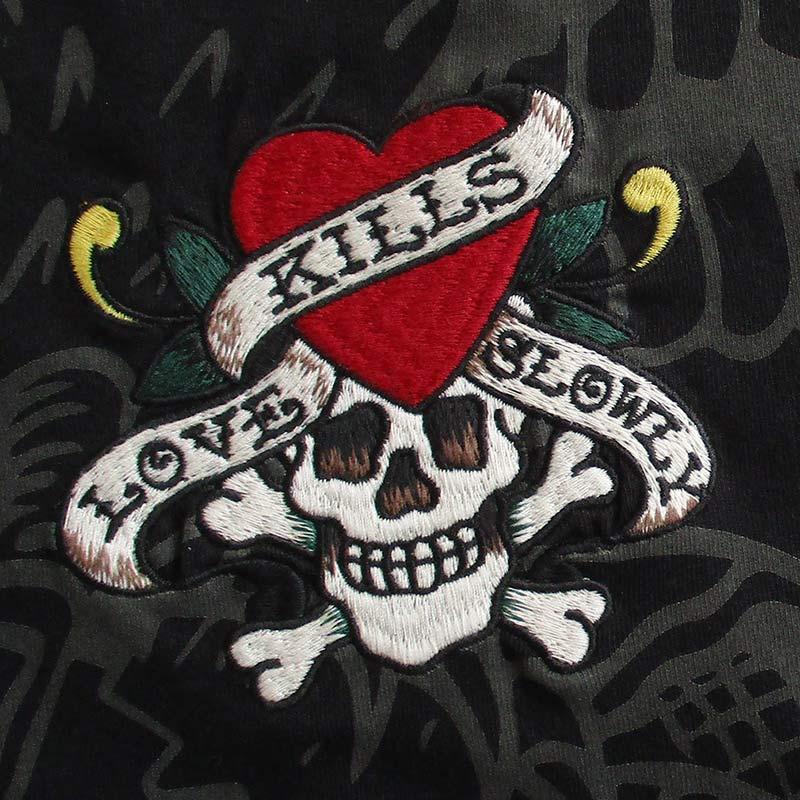Ed Hardy（エド・ハーディー） 長袖Tシャツ ロンT 刺繍 メンズ
