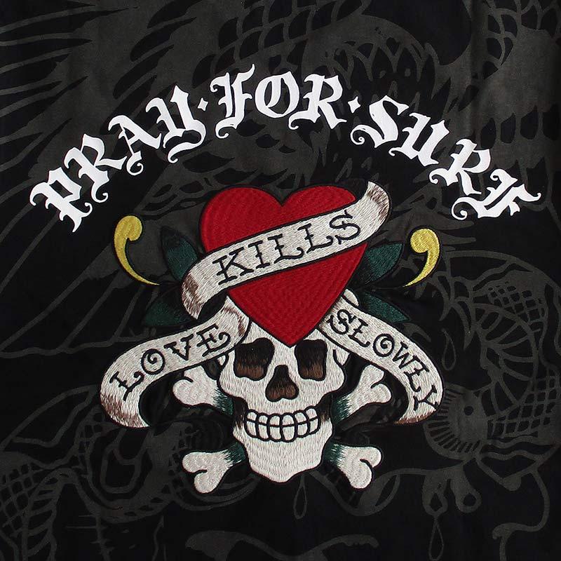 Ed Hardy（エド・ハーディー） 長袖Tシャツ ロンT 刺繍 メンズ
