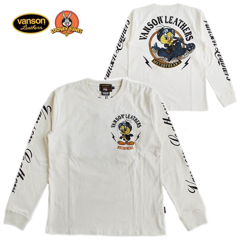 バンソン ルーニーテューンズ トュウィティー ロング tシャツ ロンt グレー VANSON（バンソン） Looney Tunes ルーニー・テューンズ 長袖Tシャツ