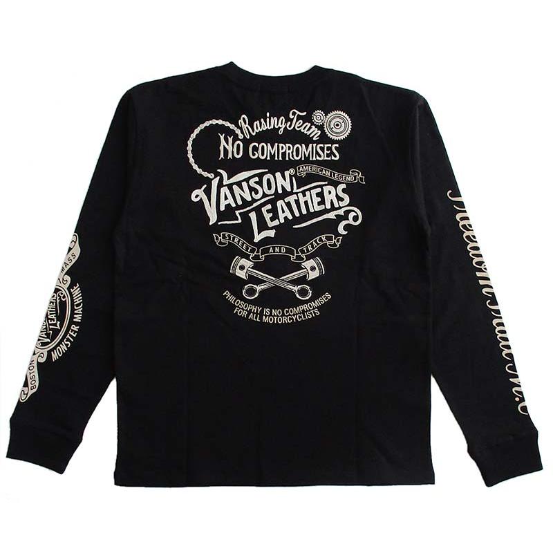 VANSON（バンソン） メンズ 長袖Tシャツ ロンT チェーン刺繍 : LL