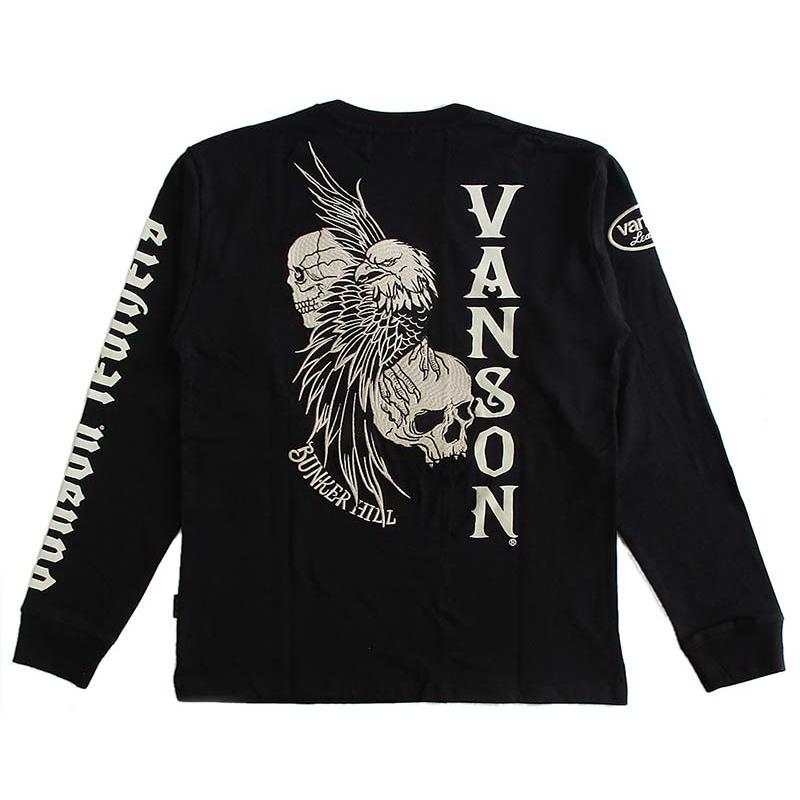 VANSON（バンソン） メンズ 長袖Tシャツ ロンT スカル イーグル 刺繍