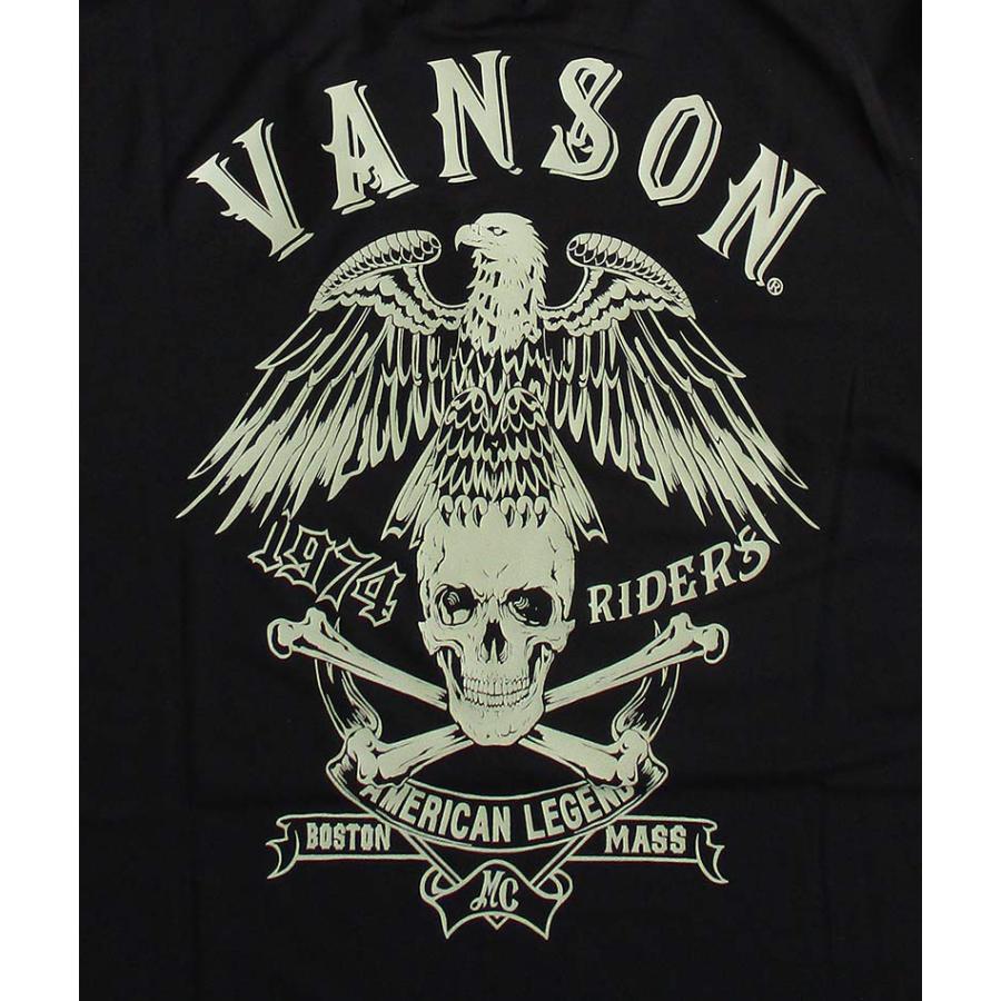 VANSONアメリカンイーグルエンブレムファイヤーロゴ刺繍ヒッコリーストライプ VANSON（バンソン） メンズ ドライ長袖Tシャツ ロンT : LL-Factory