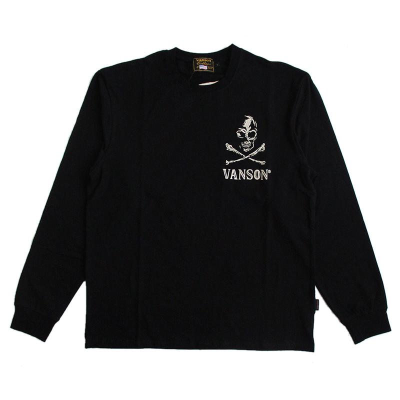 VANSON（バンソン） メンズ ベア天 長袖Tシャツ ロンT スカル 刺繍 