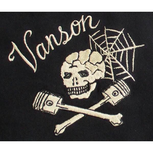 VANSON（バンソン） メンズミニ裏毛 長袖Tシャツ ロンT スカル 刺繍