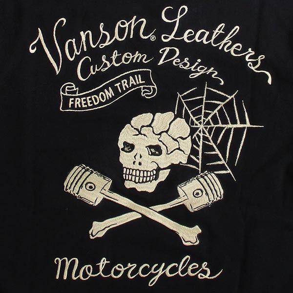 VANSON（バンソン） メンズミニ裏毛 長袖Tシャツ ロンT スカル 刺繍