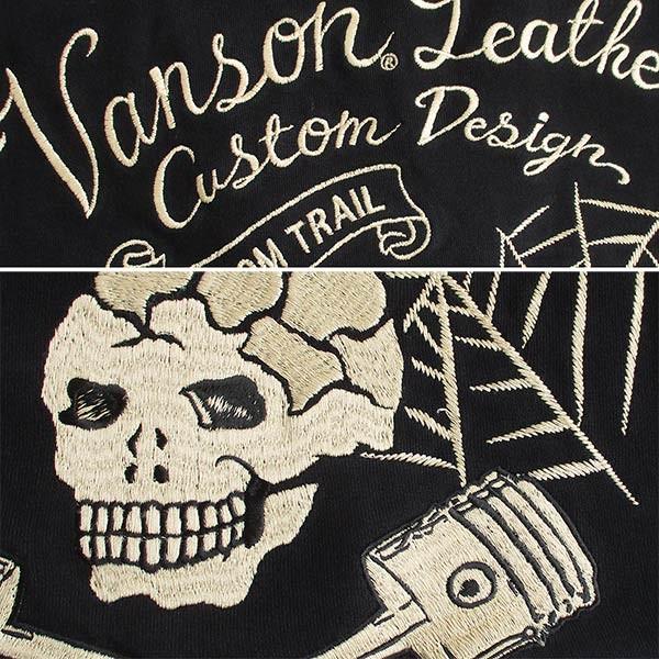 VANSON/バンソン メンズ 総刺繍 ミニ裏毛 長袖Tシャツ（ロンT） スカル 送料無料 VANSON（バンソン） メンズミニ裏毛 長袖Tシャツ ロンT スカル 刺繍