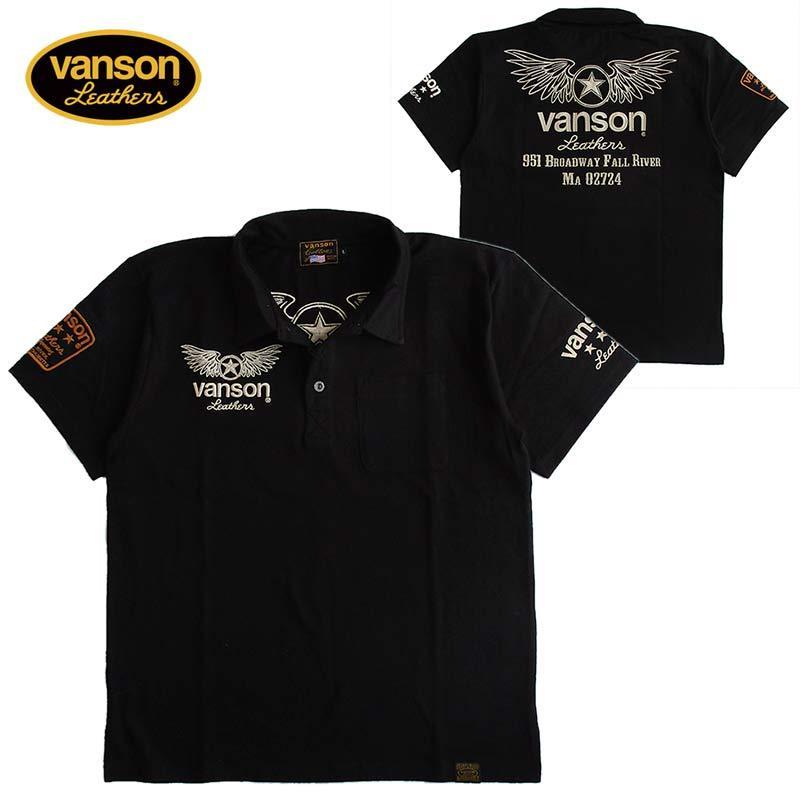 VANSON（バンソン） メンズ 半袖ポロシャツ 刺繍 フライングスター
