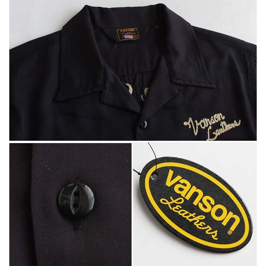 VANSON ボウリングシャツ　チェーンステッチ　刺繍　ブラック　L VANSON ボウリングシャツ チェーンステッチ 刺繍 ブラック L