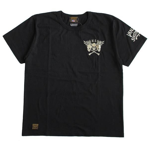 VANSON（バンソン） Tシャツ 半袖 メンズ アメリカ製 スカル 刺繍 : LL