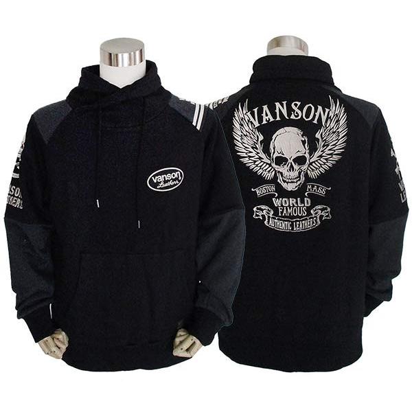 VANSON（バンソン） メンズ 変形ネック トレーナー スウェット スカル 