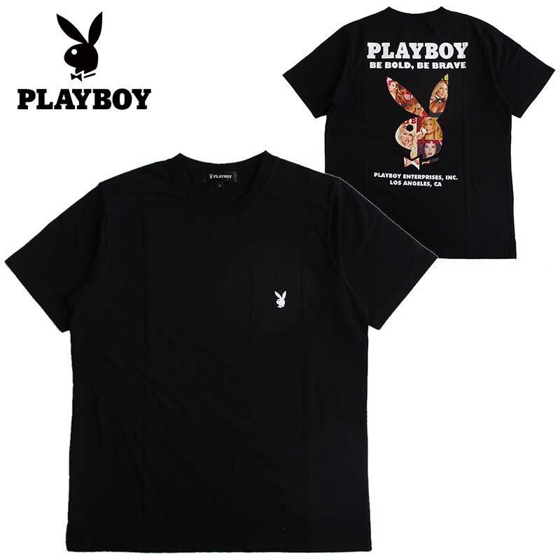 PLAYBOY プレイボーイ ポケット付半袖Tシャツ メンズ レディース : LL 