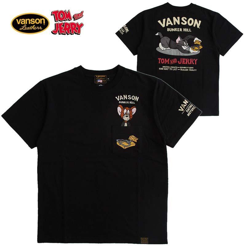 VANSON トムとジェリー バンソン ポケット付きTシャツ メンズ