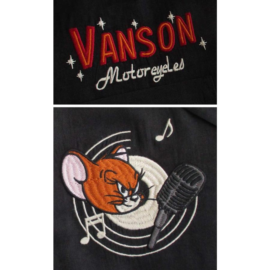 ＊VANSON×トムとジェリー 刺繍 レーヨン ボーリングシャツ M VANSON ボーリングシャツ バンソン トムとジェリー メンズ