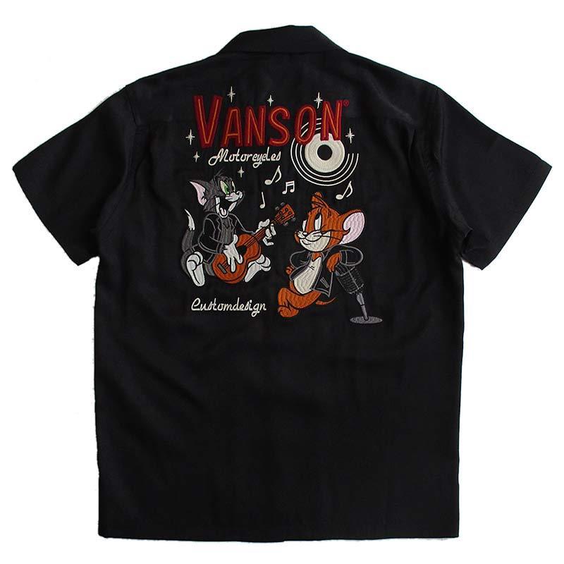 ＊VANSON×トムとジェリー 刺繍 レーヨン ボーリングシャツ M VANSON ボーリングシャツ バンソン トムとジェリー メンズ