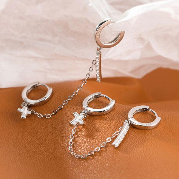 1000円均一】クロス リング 銀針ピアス☆ビアス キュービック