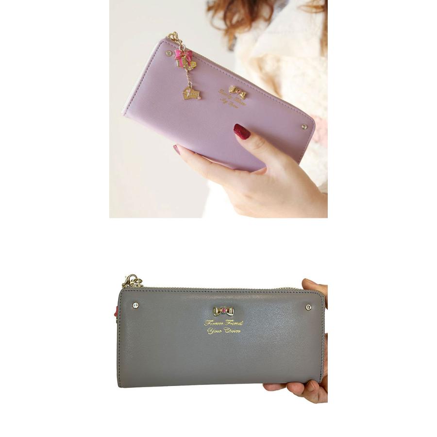 新品 チェーン付き リボン長財布 全7色】リニューアルして再登場！大人気♪リボンチャーム付き