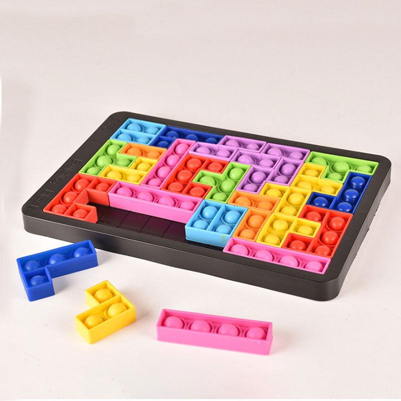 プッシュポップ バブル パズル ブロック スクイーズ 知育玩具 テトリス 
