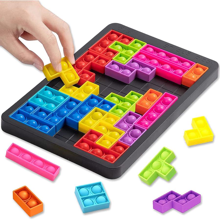プッシュポップ バブル パズル ブロック スクイーズ 知育玩具 テトリス 