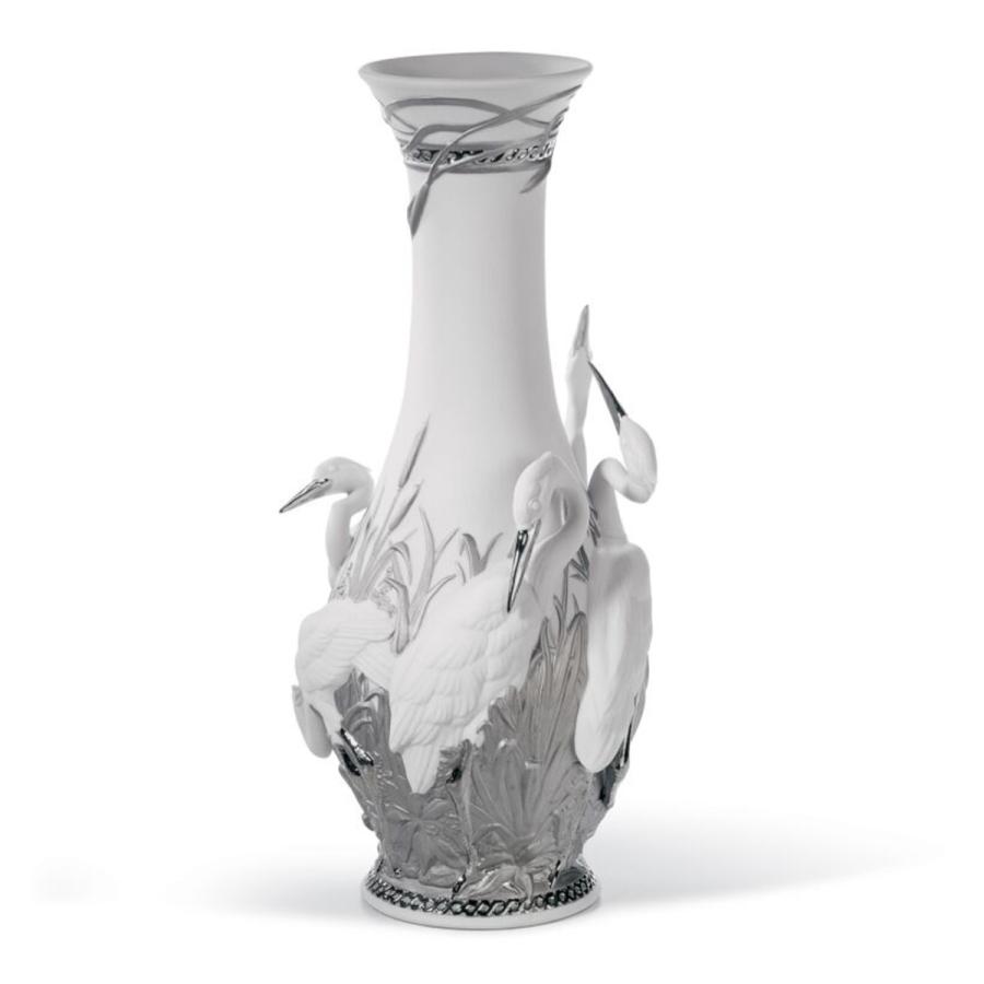Lladro （リヤドロ） 花瓶 ベース サギ 白鷺 鳥 とり トリ  「白サギ 花瓶(RE-DECO) #7053」｜lladro-daisuki