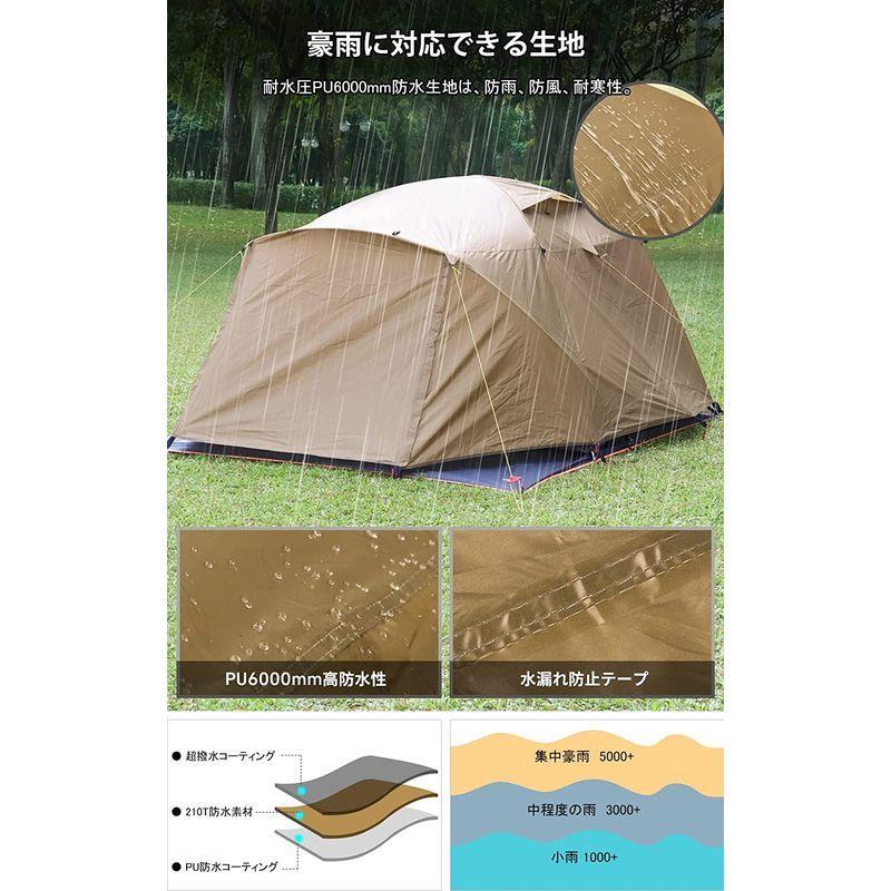 3210円 限定版 AKASOOM テント 2~3人用 キャンプ アウトドア用 カーキ色