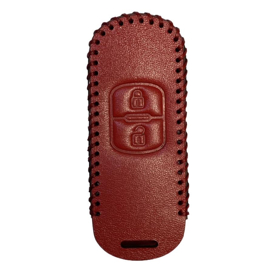 マツダ純正皮キーカーバ 高級本革ストラップ付 マツダ 2ボタン 新型CX-5 CX-3 CX-8 高級