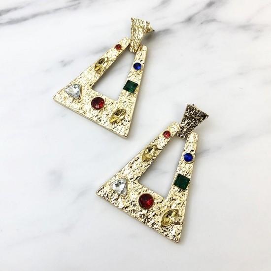 《ROSELEAP》《ロゼリープ》マルチカラービジュートライアングルピアス AC005 ゴールド カラーピアス お洒落 アクセント 派手 個性的 大ぶり | 