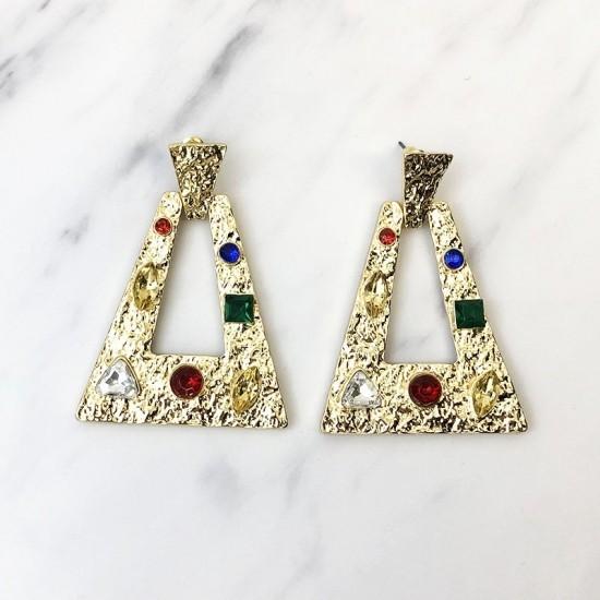 《ROSELEAP》《ロゼリープ》マルチカラービジュートライアングルピアス AC005 ゴールド カラーピアス お洒落 アクセント 派手 個性的 大ぶり |  | 01