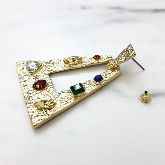 《ROSELEAP》《ロゼリープ》マルチカラービジュートライアングルピアス AC005 ゴールド カラーピアス お洒落 アクセント 派手 個性的 大ぶり |  | 04