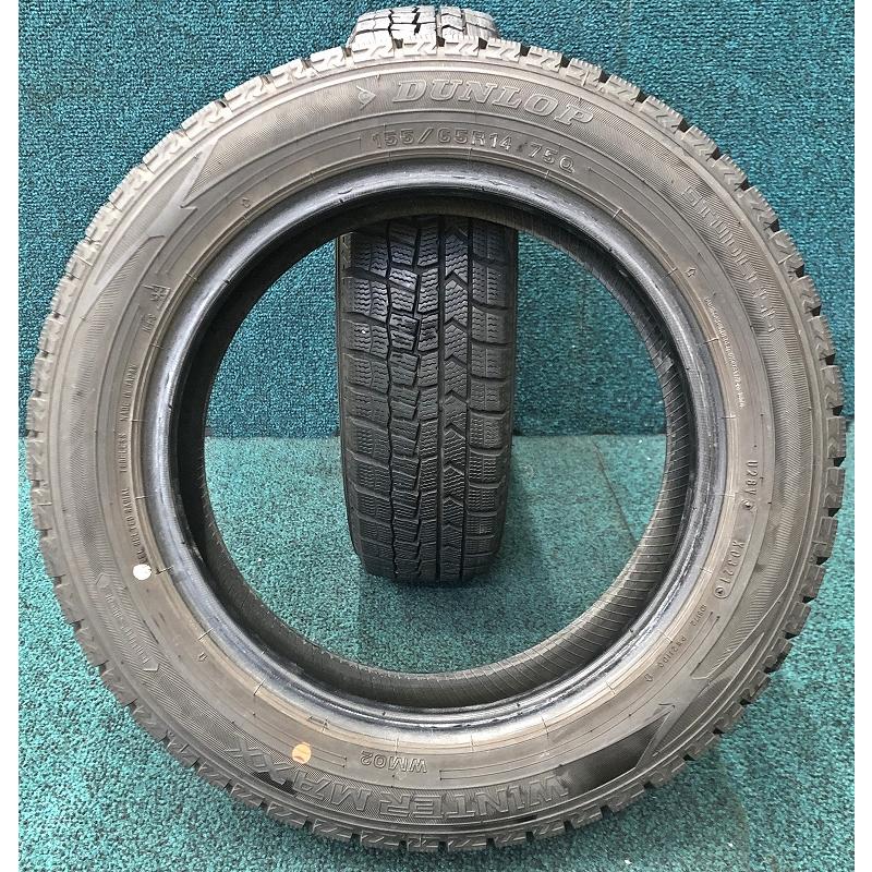 2021年製ダンロップスタッドレスWM02 155/65R14中古4本バリ山　軽自動車全般。 WINTER MAXX ☆2021年製 155/65R14 75Q ダンロップ WM02 中古