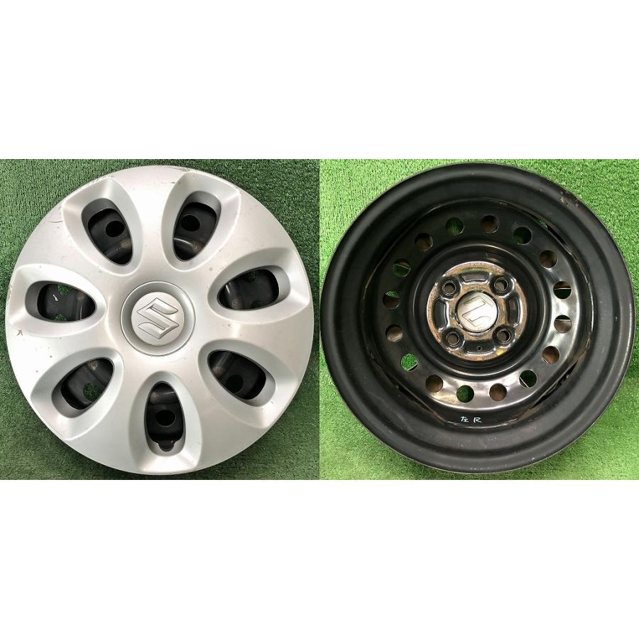 ☆13インチ 中古 スズキ 鉄ホイール 4本 4穴 PCD100 In45(実寸) ハブ 